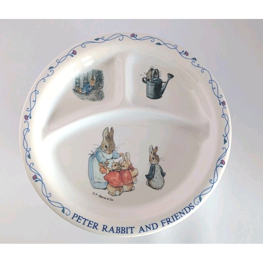 Vintage Eden Peter Rabbit and Friends Divided Plate Melamine 3 Section 8 inch